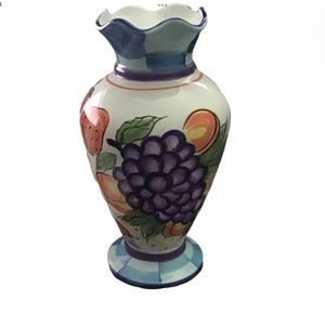Zrike Danna Cullen Hand painted Fruity melody Vase  Decor Made In Italy 6.5”